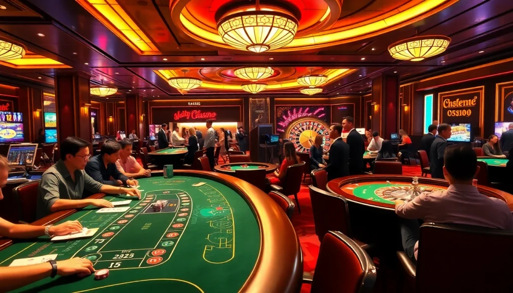 Excitement at the casino with blackjack and roulette tables while highlighting https://88aavega.com/.