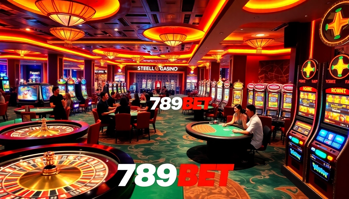 Experience the thrills of 789BET in a lively casino setting with dynamic gaming tables and exciting players.