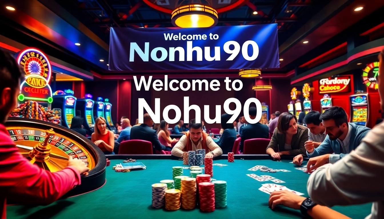 Experience the excitement of live poker at https://nohu90.download/, featuring players in action, vibrant chips, and a spinning roulette wheel.