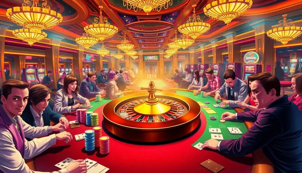 Experience the thrill of f1688 at an exciting casino table filled with chips and cards.