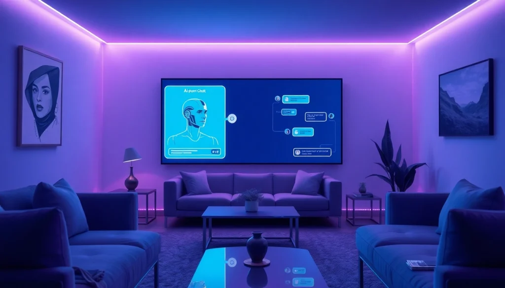 Engaging interactions in ai porn chat with a modern AI interface in a cozy setting.